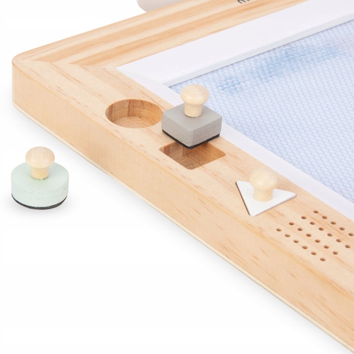 Drewniany Magnetyczny Znikopis z Pieczątkami - Tablica do Rysowania Tablet