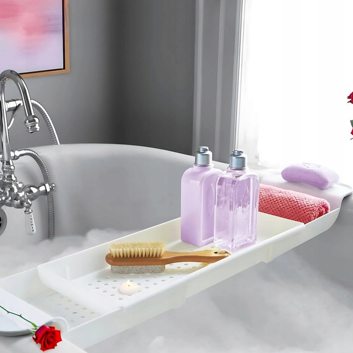 Półka na wannę łazienkowa regulowana biała