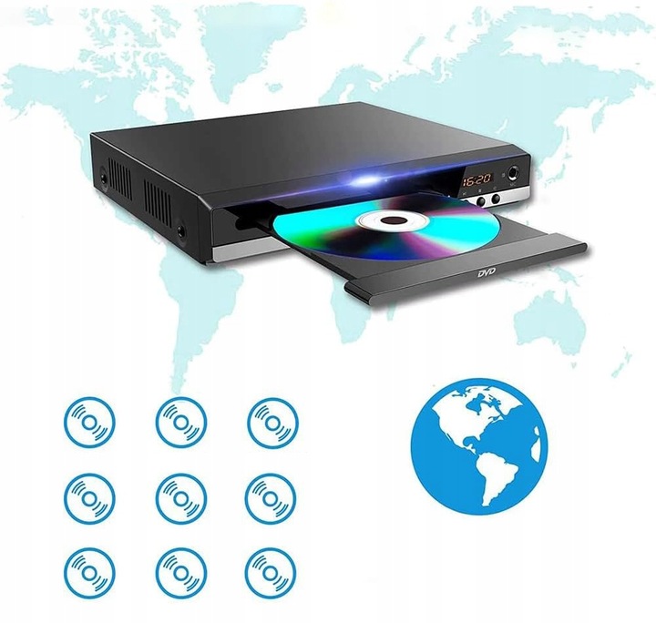 DVD PLAYER Z HDMI AV USB 1080P SYSTEM PAL/NTSC PODWÓJNE WEJŚCIA MIKROFONOWE