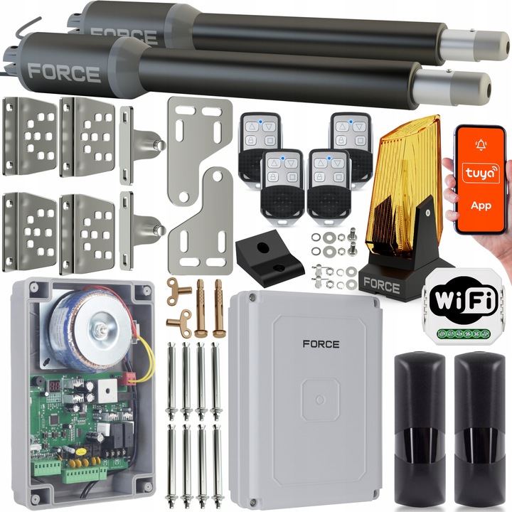 Zestaw do bramy dwuskrzydłowej FORCE SW200 2x2m 400 kg WiFI do