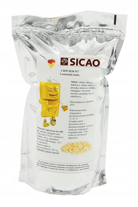 0,5 KG Czekolada BIAŁA SICAO do fondue i fontann