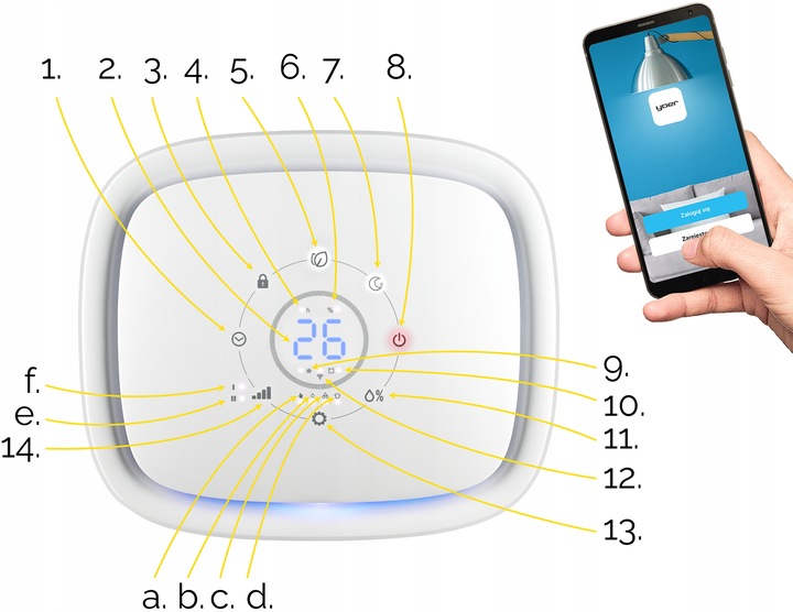 Osuszacz powietrza Pochłaniacz wilgoci Yoer 12L/24h +WiFi +TIMER +higrostat