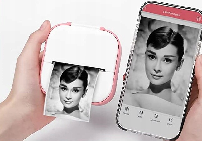 Phomemo T02 mini drukarka termiczna do zdjęć notatek etykiet różowa