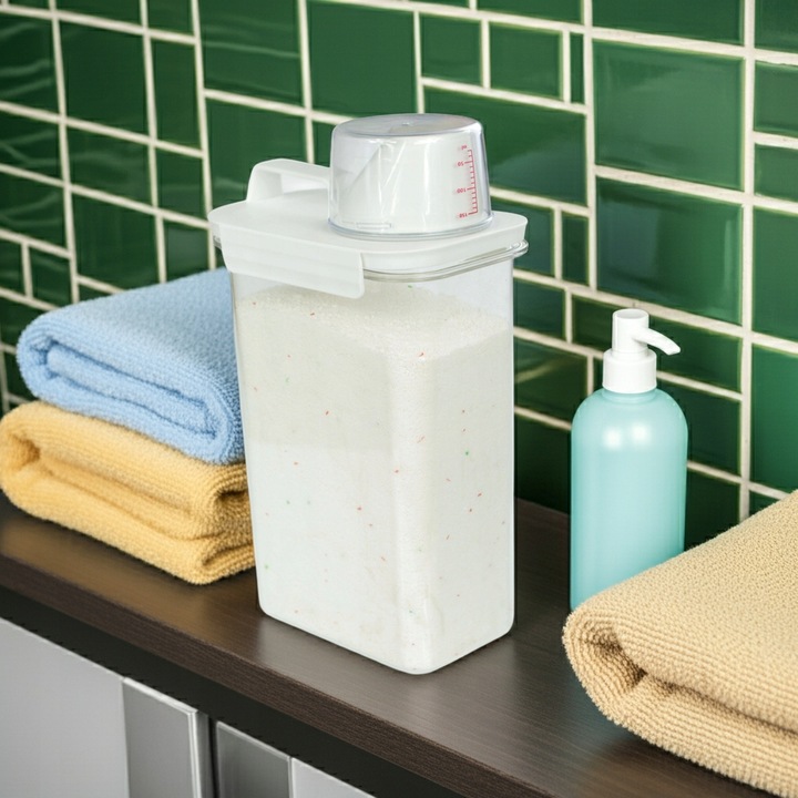 POJEMNIK NA PROSZEK DO PRANIA Z MIARKĄ PŁYN DO PŁUKANIA PUDEŁKO 2300ml