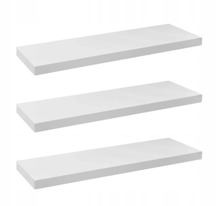 PÓŁKA ŚCIENNA WISZĄCA 80 CM BIAŁA KOMPLET 3 SZTUKI