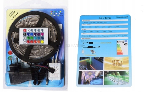 ZESTAW 5 METRÓW TAŚMY LED RGB + pilot