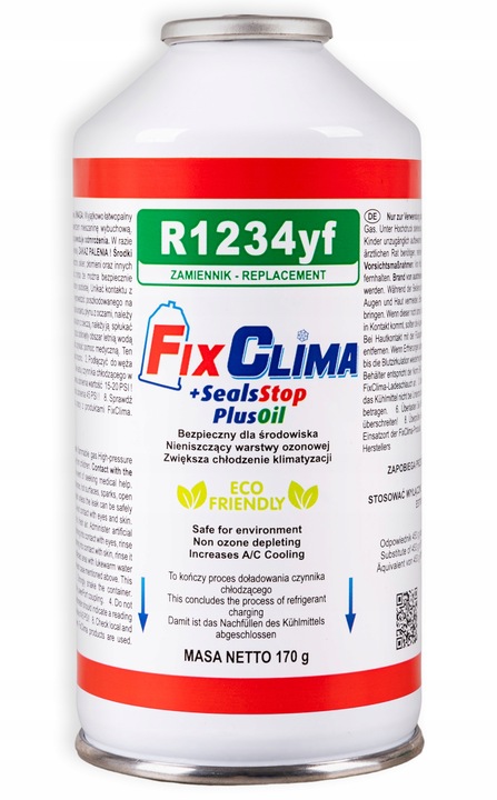 ZESTAW DO NAPEŁNIANIA KLIMATYZACJI AUT CZYNNIK R1234YF + USZCZELNIACZ