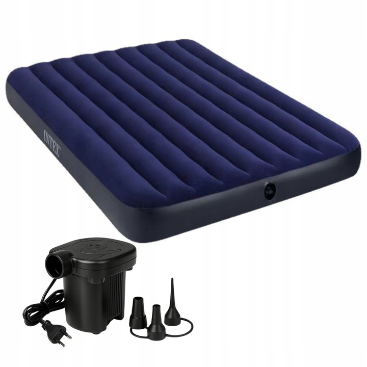 MATERAC DMUCHANY ŁÓŻKO DMUCHANE z pompką WELUROWY DWUOSOBOWY 137x191cm