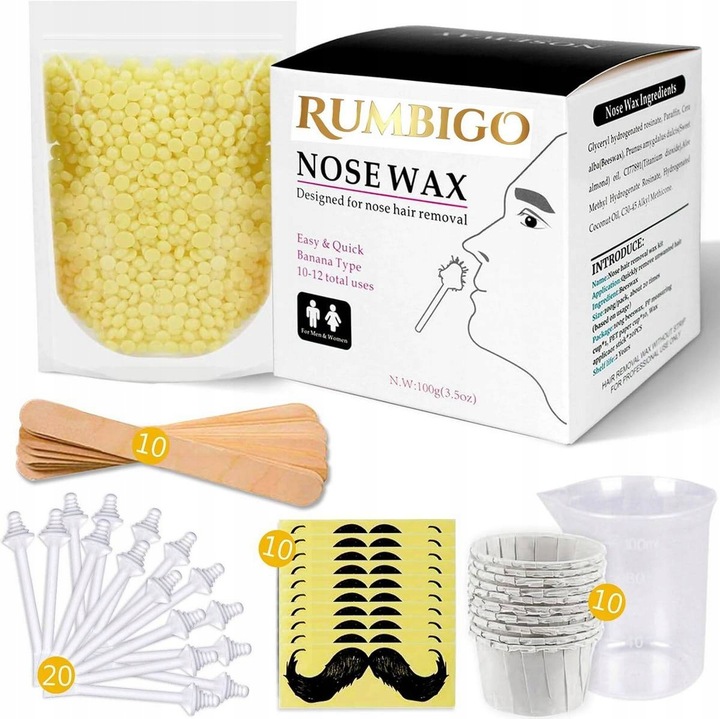 Wosk do depilacji uszu nosa zestaw dla mężczyzn i kobiet z woskiem