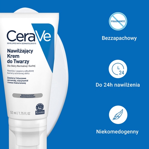 CeraVe krem z ceramidami, intensywne nawilżenie twarzy, 52 ml