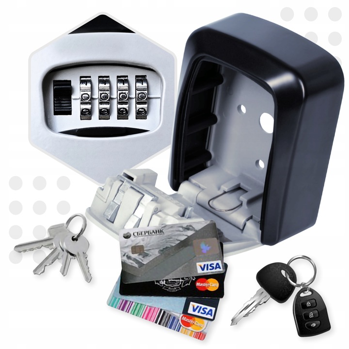 METALOWY sejf na klucze skrzynka szafka kasetka MOCNA skrytka z szyfrem kod