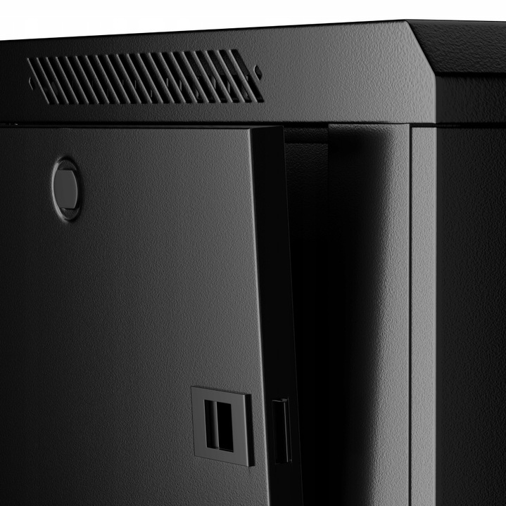 Szafa wisząca RACK 19" 12U, 450mm, Netrack F-Line, czarna, drzwi szklane,