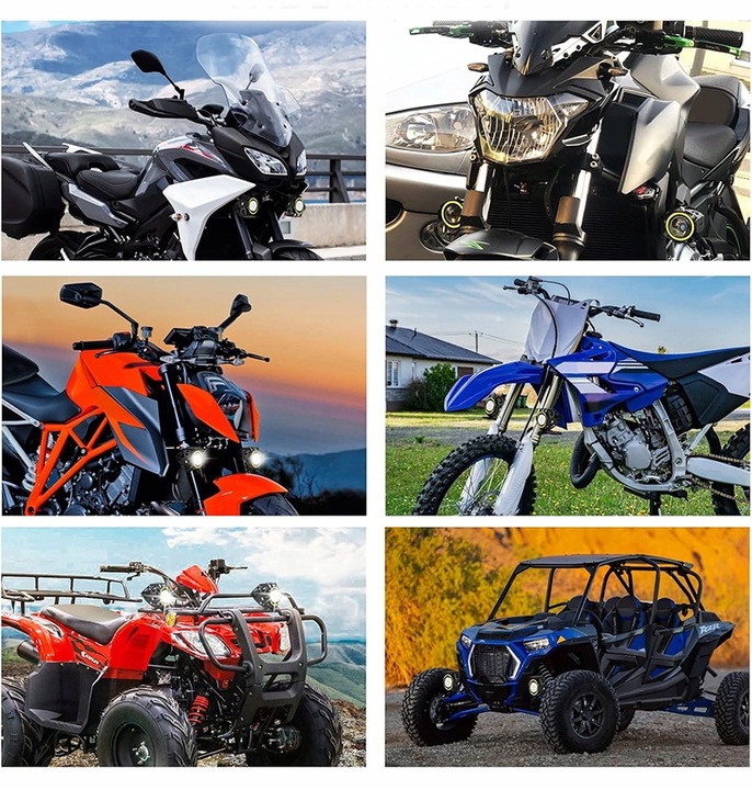 2x HALOGENY MOTOCYKLOWE LAMPY REFLEKTORY RING LED 3Ccc