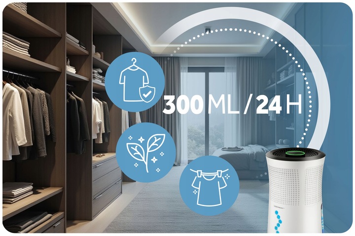 OSUSZACZ POWIETRZA POCHŁANIACZ WILGOCI CICHY 34dB LED Berdsen