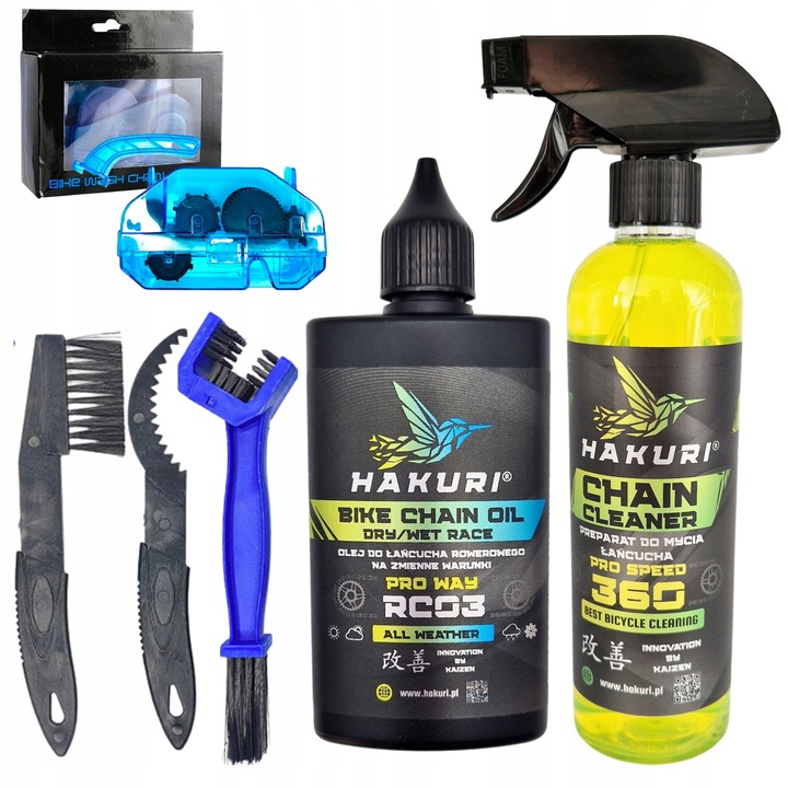SMAR do ŁAŃCUCHA rowerowego ZESTAW warunki SUCHE MOKRE ZMIENNE + 4 Szczotki