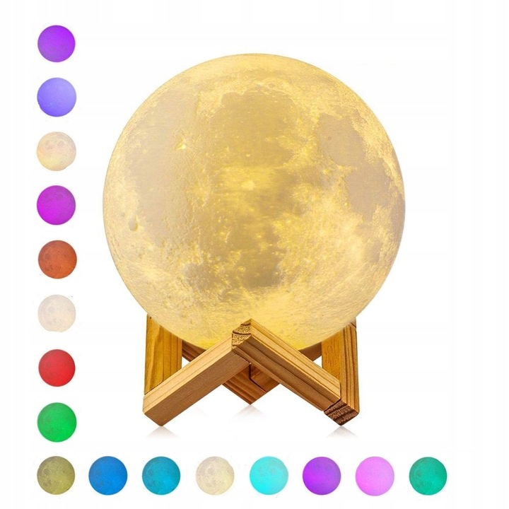 LAMPKA NOCNA LAMPA 3D Księżyc 48cm MOON LIGHT RGB Projektor Gwiazd + pilot