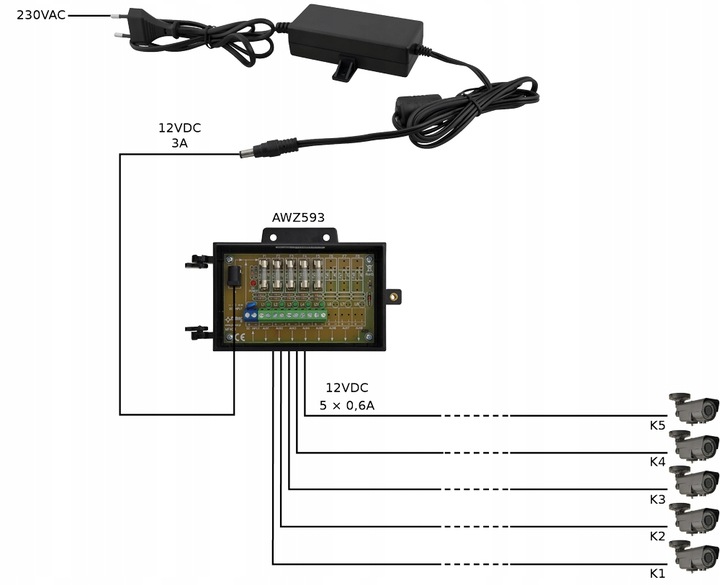 ZASILACZ DESKTOP 12V 3A DO KAMER DIOD LED PULSAR