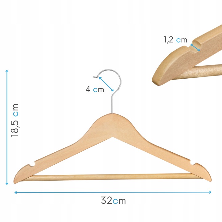 WIESZAK NA UBRANIA DZIECIĘCE WIESZAKI OGIVO x20 DLA DZIECI DREWNO