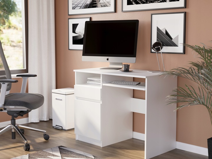 Meble biurko komputerowe stolik 96cm białe lewe N-35L