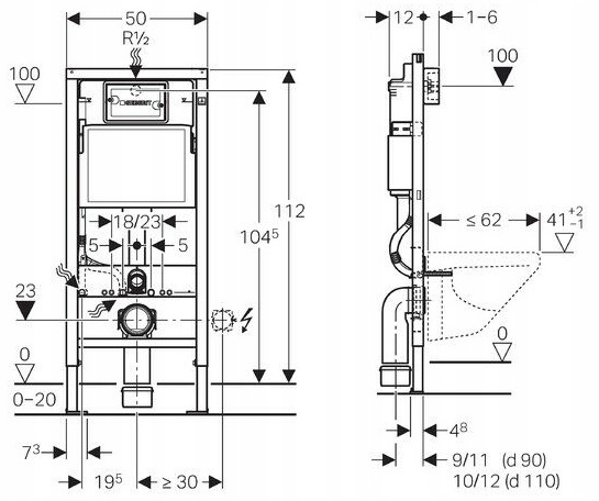 7w1 STELAŻ GEBERIT+WC NOVA RIMLESS+DESKA+PRZYCISK+MATA