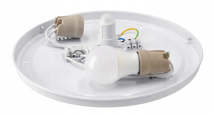 Plafon LED Lampa Sufitowa Z Czujnikiem Ruchu i Zmierzchu 2xE27 PIR