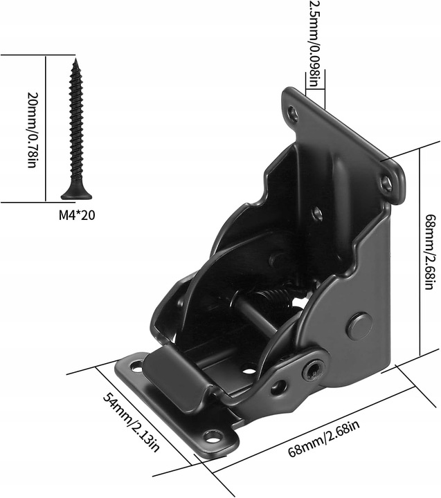 4x SKŁADANY ZAWIAS DO NÓG STOŁU 90° WSPORNIK PODTRZYMUJĄCY