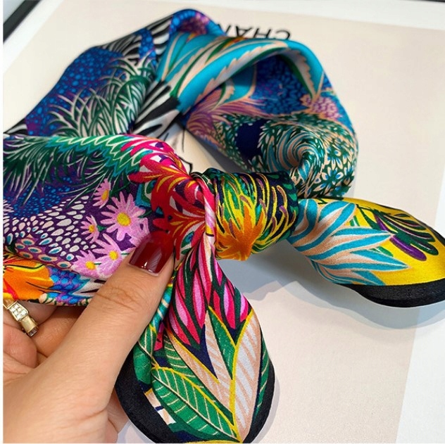 100% Czysty Jedwab Szalik Damski 53cm Kwadrat Wszechstronna Elegancja