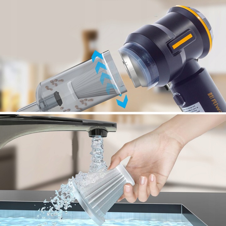 ODKURZACZ RĘCZNY SAMOCHODOWY BEZPRZEWODOWY AKUMULATOROWY MOC RIWALL