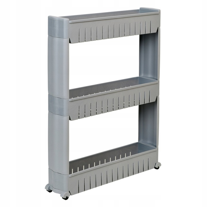 MOBILNA SZAFKA DO ŁAZIENKI KUCHNI PRALNI WĄSKA SZARA REGAŁ NA KÓŁKACH PÓŁKA