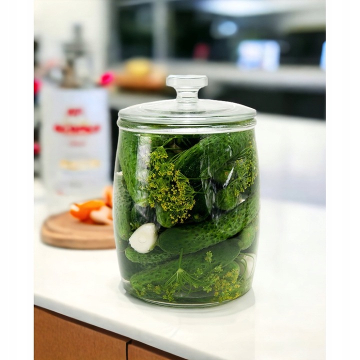 SŁÓJ SZKLANY POJEMNIK 4L SŁOIK NA OGÓRKI KUCHENNY OZDOBNY Z POKRYWĄ CANDY