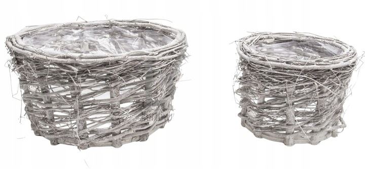 Kosz wiklinowy komplet 2 szt osłonka na kwiaty, stroiki kompozycje