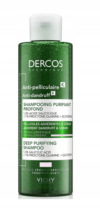 VICHY DERCOS Szampon Przeciwłupieżowy K - 250 ml peelingujący,peeling