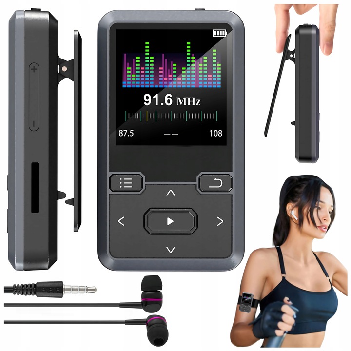 Odtwarzacz MP3 Bluetooth Przenośny 32GB HiFi Radio fm Krokomierz