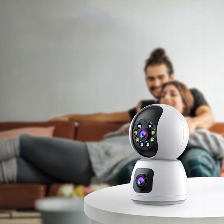 KAMERA MONITORUJĄCA BIAŁA 2,4G WIFI PTZ + 2 OBIEKTYWY 2MP