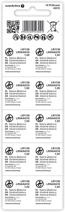 60X BATERIE ALKALICZNE AG10 LR54 LR1130 BATERIA ZEGARKOWA GUZIKOWE