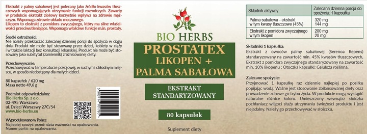 PROSTATEX LIKOPEN + PALMA SABAŁOWA 80szt. EKSTRAKT STANDARYZOWANY PROSTATA