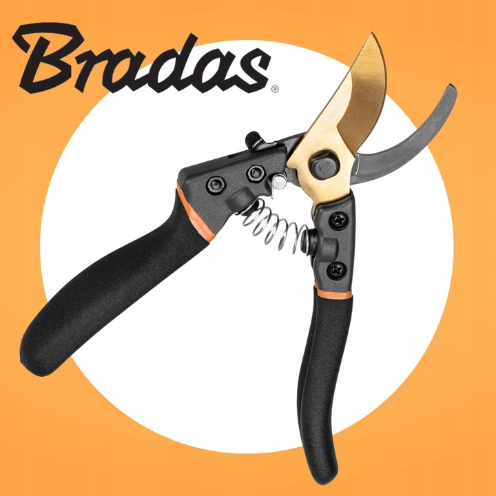 SEKATOR OGRODOWY DO GAŁĘZI KWIATÓW KRZEWÓW BRADAS OSTRZE MIJAJĄCE STAL