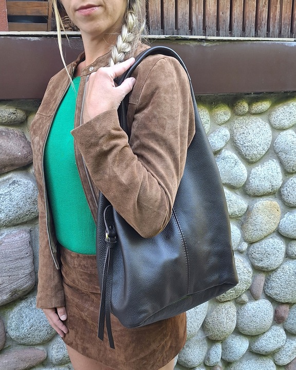 Skórzana Torebka Shopper Skóra Naturalna Włoska Vera Model 2w1 PREMIUM