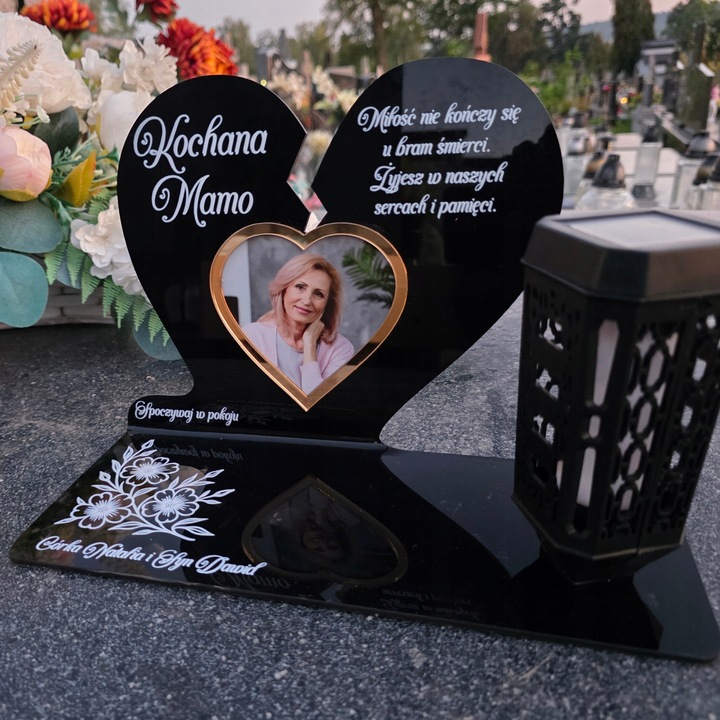 WIECZNY ZNICZ SOLARNY LED Ze Zdjęciem Cmentarz dla Mamy Taty Babci Dziadka