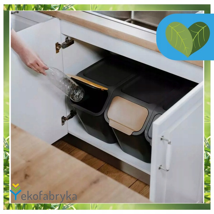 Kosz na śmieci pod zlew na odpady ZMIESZANE kuchenny mały CZARNY 25l