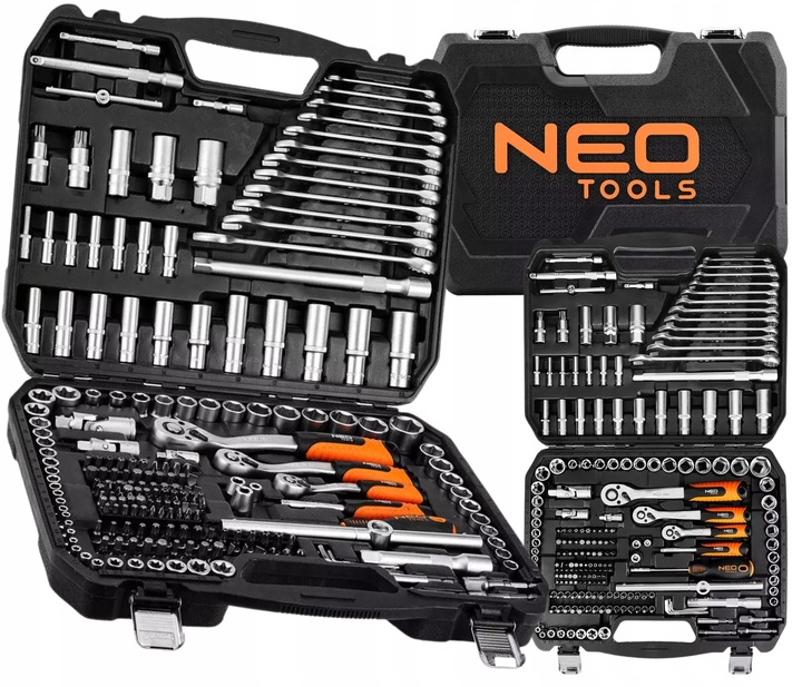 NEO Zestaw Kluczy Nasadowych 220 Elementów 1/2", 3/8", 1/4" Walizka