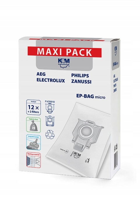 Worki do odkurzacza AEG, Electrolux, Philips EPBAG MAXI 12 szt + 2