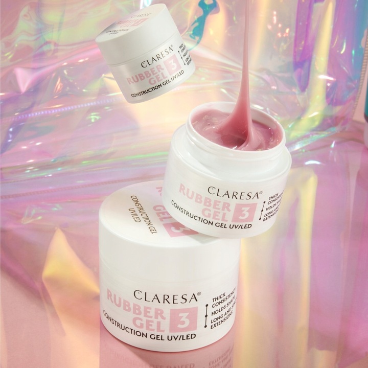 Żel budujący Claresa Rubber Gel 3 gęsty żel do budowania paznokci 45g