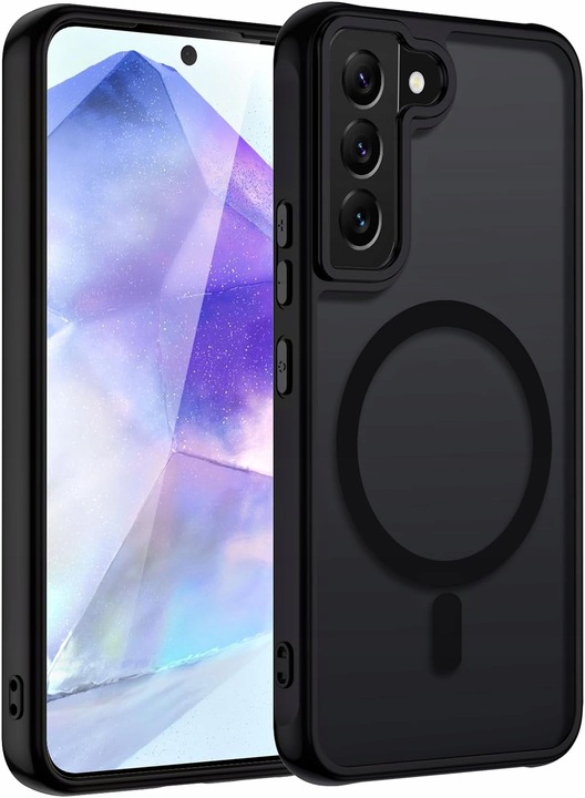 Etui do SAMSUNG S22 5G do MagSafe CZARNY MAT + SZKŁO HARTOWANE