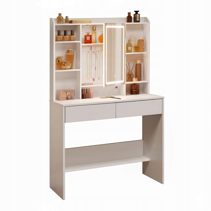 Toaletka lustro LED oświetlenie regulowana biała nowoczesna