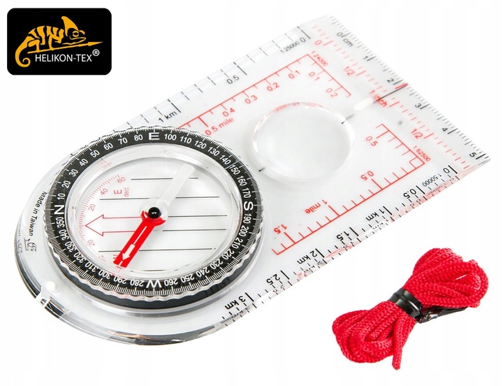 Kompas mapowy turystyczny busola Helikon Scout Mk2 Transparent ze sznurkiem