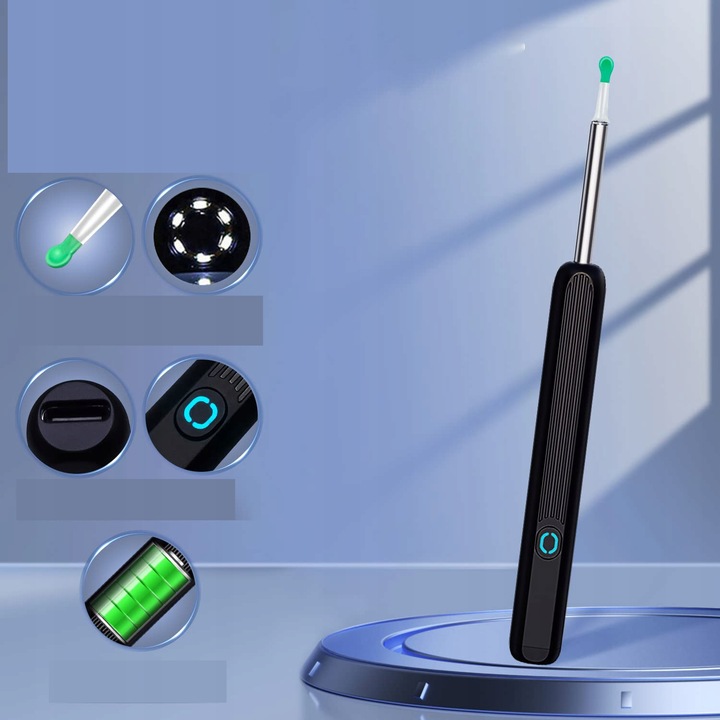 SMART OTOSKOP KAMERA CZYSZCZENIE USZU WOSK WIFI HD APLIKACJA ENDOSKOP