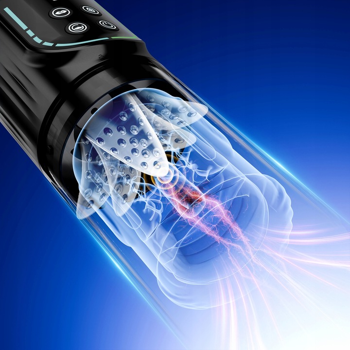 masturbator męski z 3 pompkami i 7 ruchami obrotowymi, wibrujący i ssący