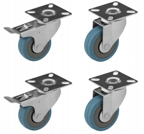 Kółka Obrotowe Koła 75mm Zestaw Jezdny 4 szt Kół 220 kg nie Rysują