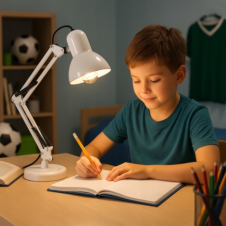LAMPKA NOCNA KREŚLARSKA NA BIURKO BIURKOWA DO CZYTANIA KABEL 180CM E27